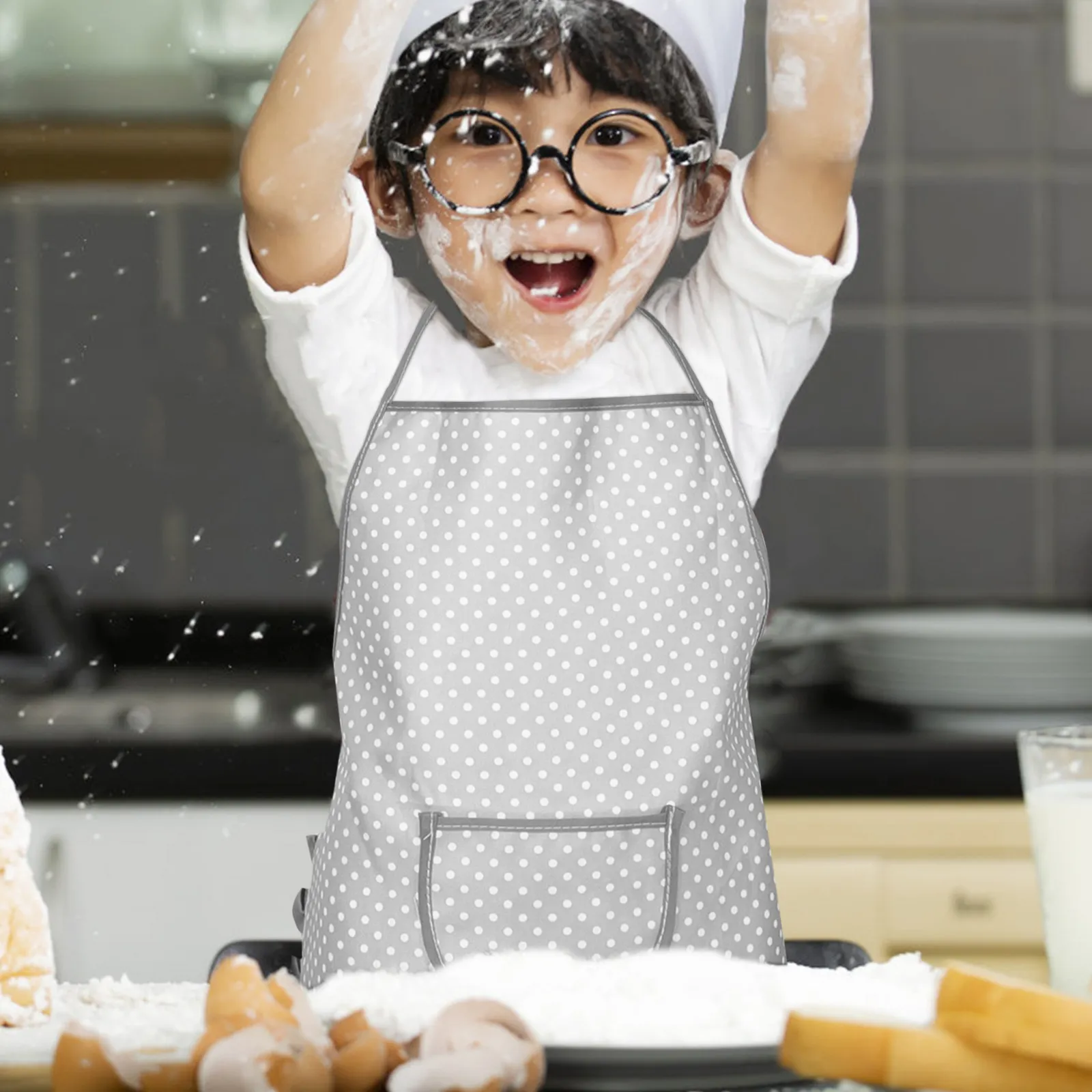 Kids Aprons Set for Cooking Baking with Adjustable Apron Chef Hat Adorable Design Encourages Creativity Hands on Learning