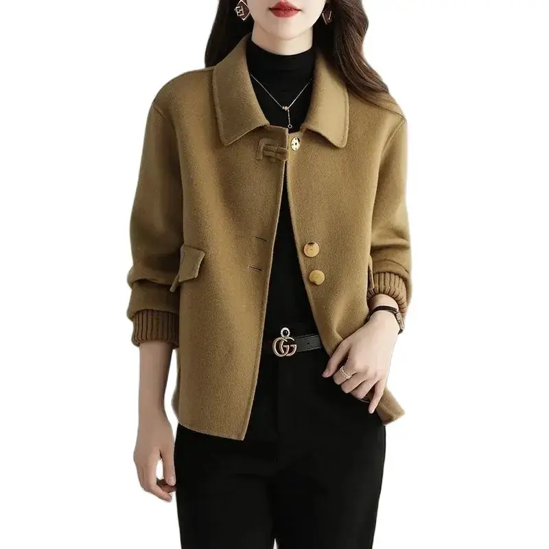 

Short Fashion Design Double-Sided Velvet Woolen Jacket Female 2024 New Women's Handwork Woolen Coat Spring Autumn Outerwear Tops