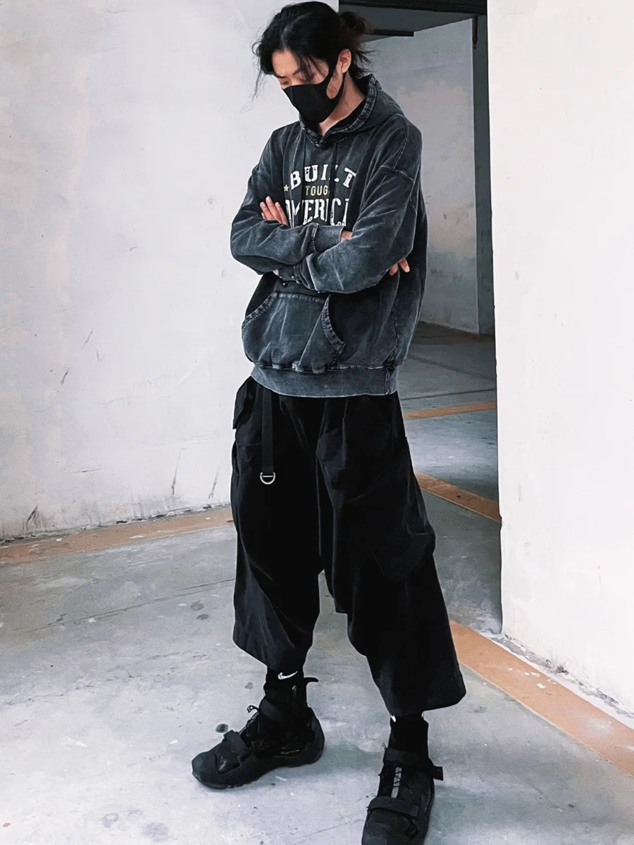 Thickened Vintage Washed Hoodie Men's American Style Hip Hop Trendy Brand Street Style Cotton Sweatshirt with Hood for Casual...