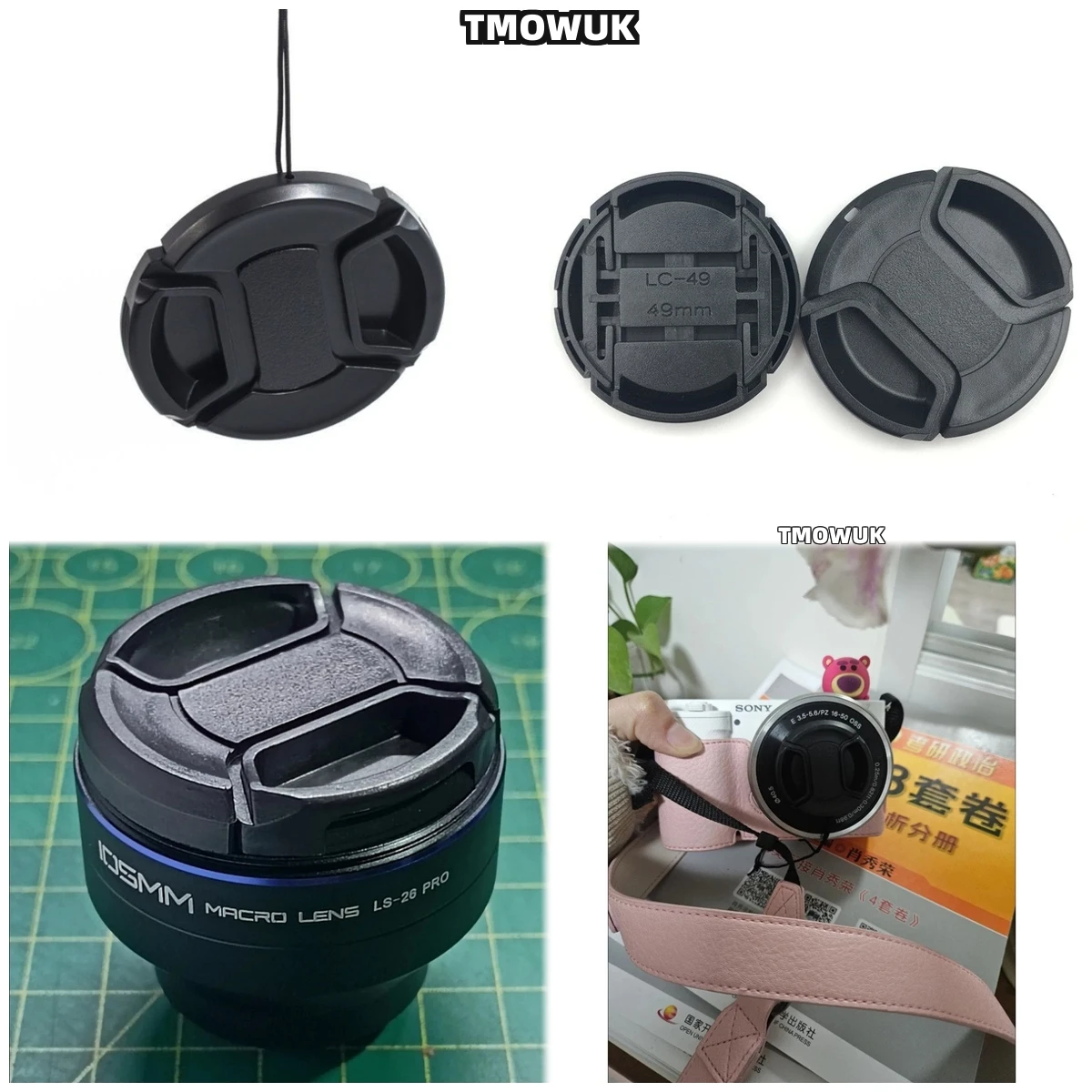 

For SONY ZVE10II A700 A7M4 A7R7 A380 A230 ZV-E10 II A35 Camera Lens Cap Protective Cover Center Pinch Snap-on 49mm 52 55 58 62 6