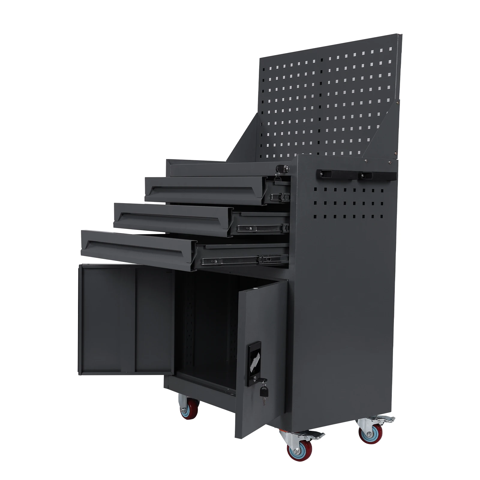 

Tool Box Organizer with Drawers Tool Storage Cabinet Mobile Tool Cart for Workshop Warehouse Garage