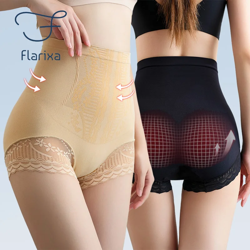 

Flarixa Seamless Lace Panties for Women High Waist Shaper Panties Tummy Butt Lift Briefs Postpartum Shaping Underwear Underpants