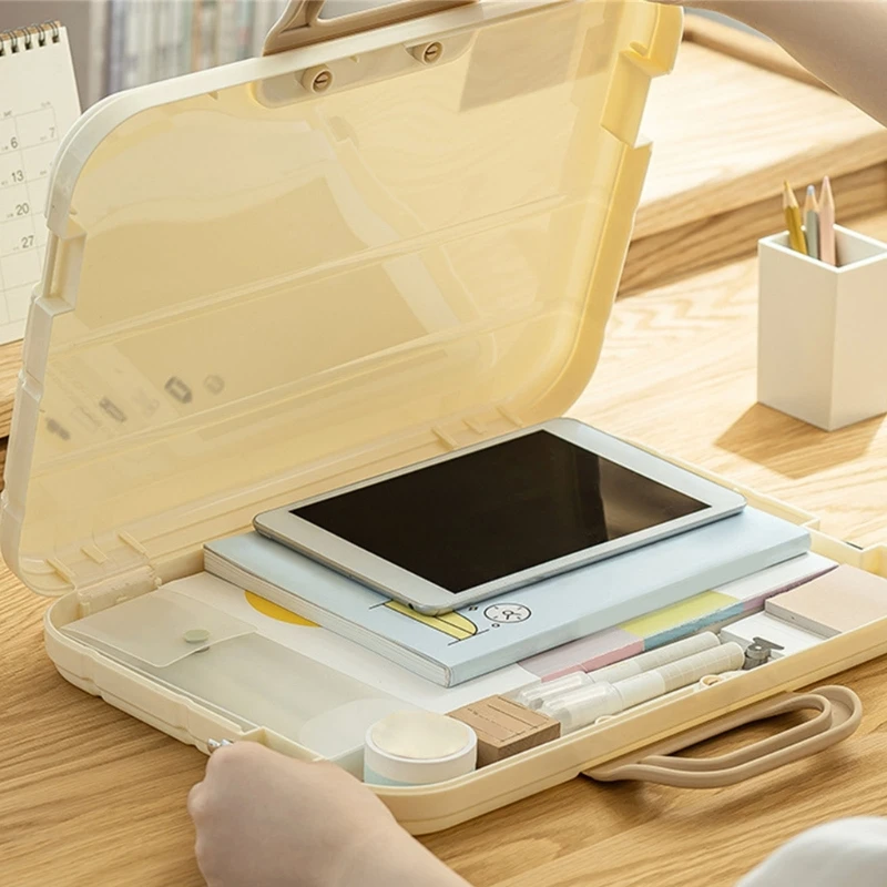 Organisateur bureau avec poignée, boîte rangement fichiers en plastique, organisateur documents