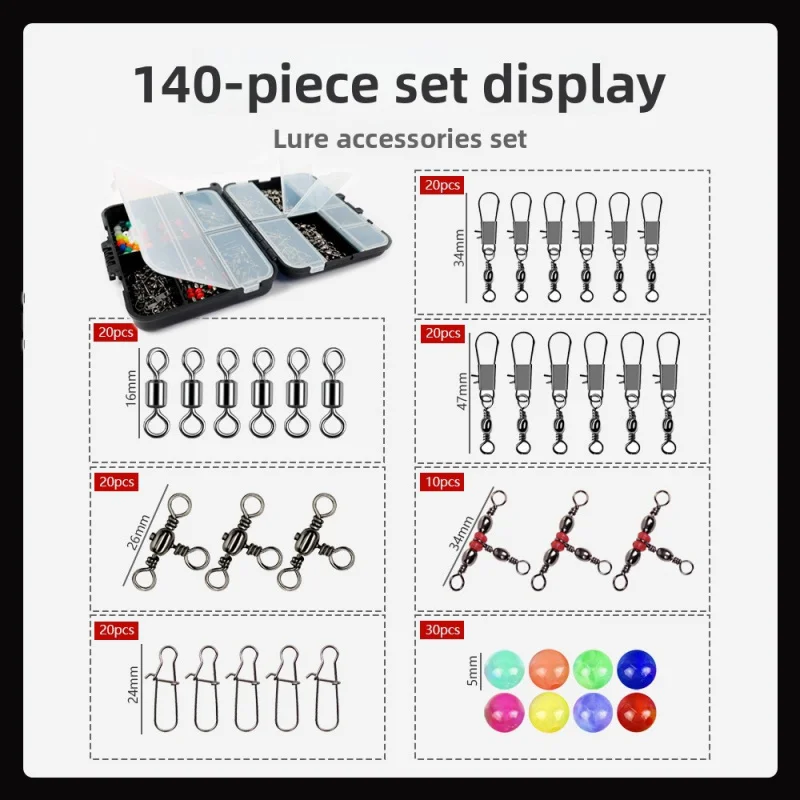 

Portable Black Box Lure Enhancement Pin Set - 140 Fake Bait Accessories Three-prong Swi Stopper Small Bait Lure Kit for Fishing