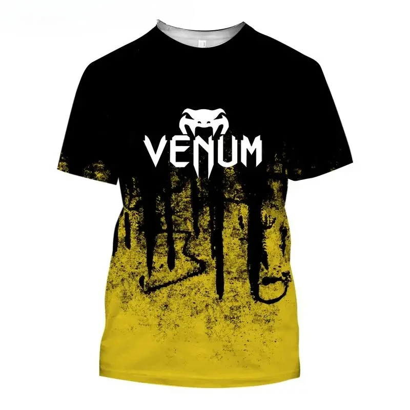 2024 New Summer Venum Combat Training Boxing Wear 3D Men\'s and Women\'s Tights Cross-border Fashion Short-sleeved T-shirts