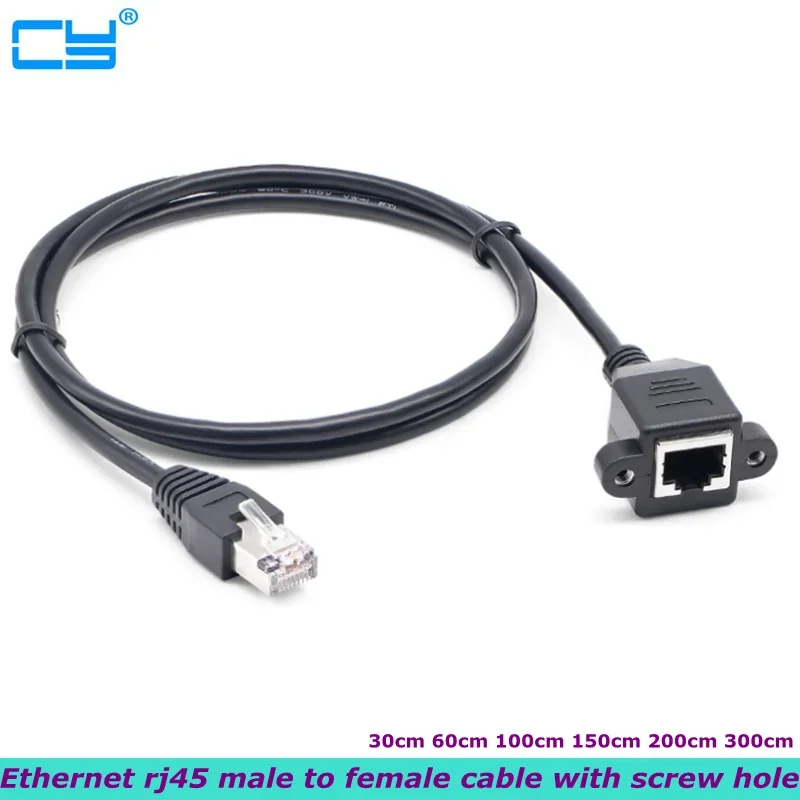 Batch RJ45 Male to Female CAT5 Ethernet Screw Hole With Panel Installation LAN Computer Network Extension Cable