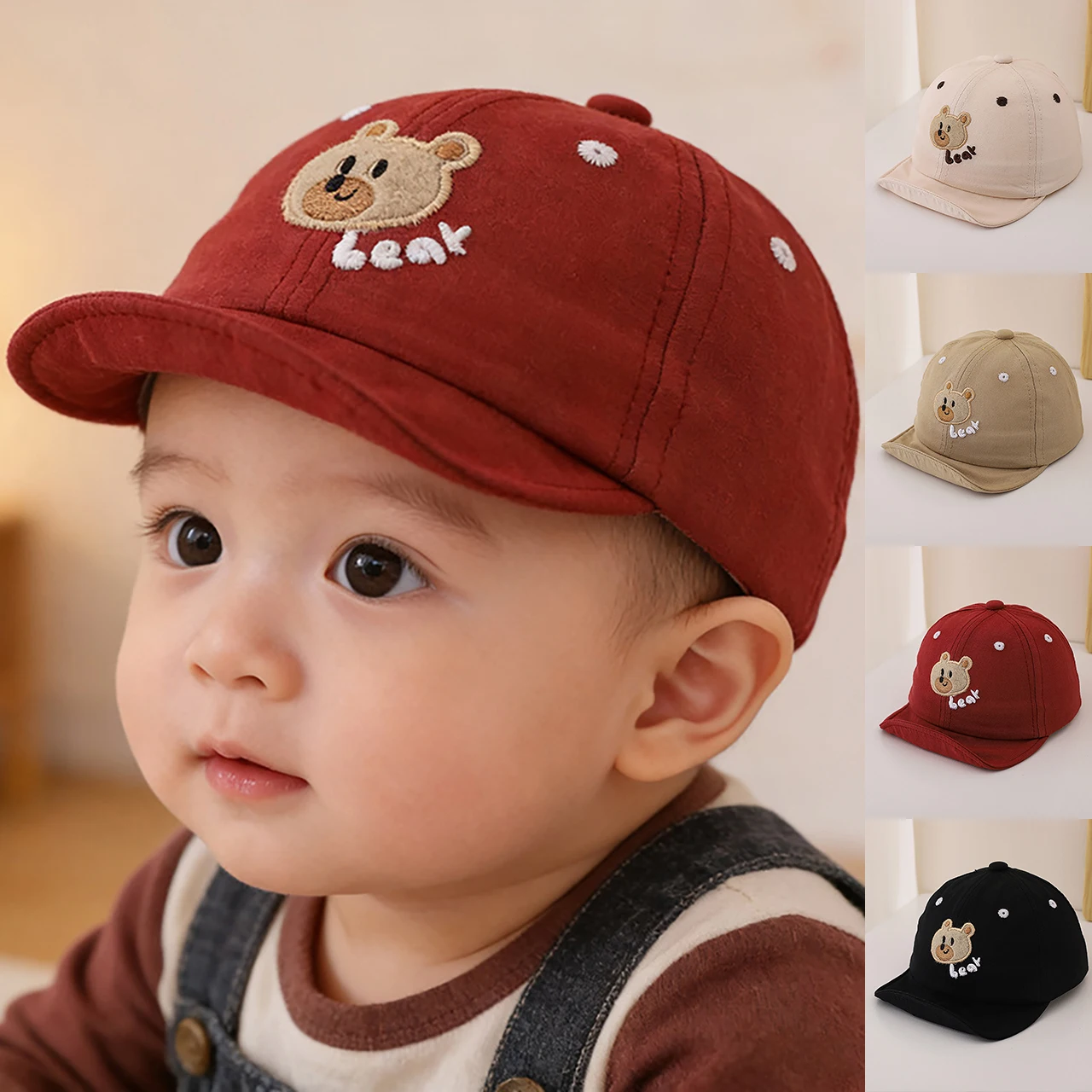

6-12Month Baby Peaked Hat Soft Brim Baseball Hats Cute Cartoon Duck Tongue Cap Infant Outdoor Sunshade Visors Kids Duckbill Caps
