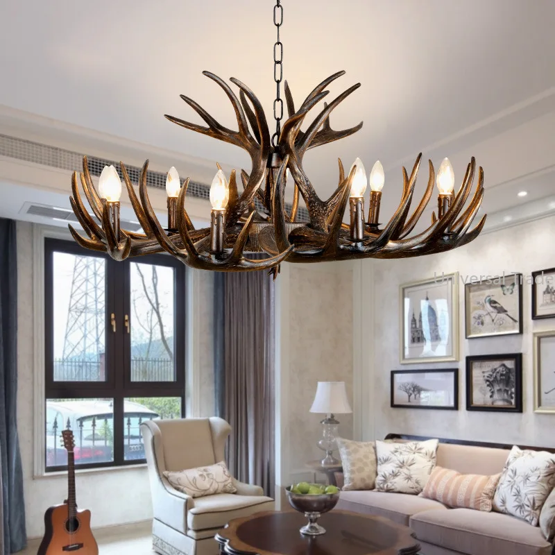 Imagem -04 - American Antler Chandelier For Dining Room Retro Nostálgico Black Deer Horn Lâmpadas Pingente Personalidade Criativa Luz Home Decor