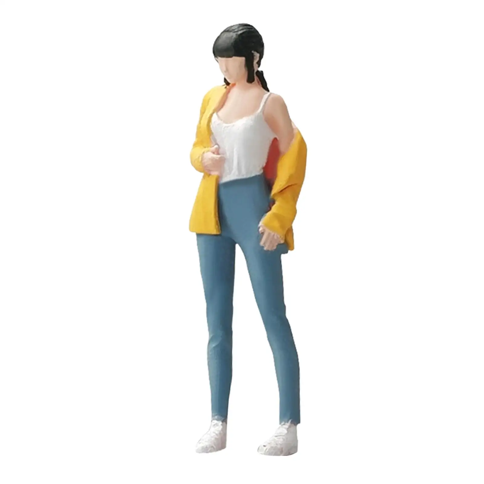 1/64 소녀 피규어 포즈 장면 기차, 건축 페인트 피규어 사진 소품, 핸드페인팅 미니어처 장면 장식