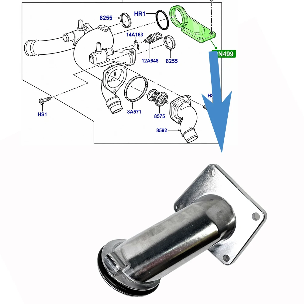 FOR LAND ROVER RANGE ROVER 4.4L 2004-2009 Aluminium Thermostat Housing Connecting Tube OEM 4680290 LR007604