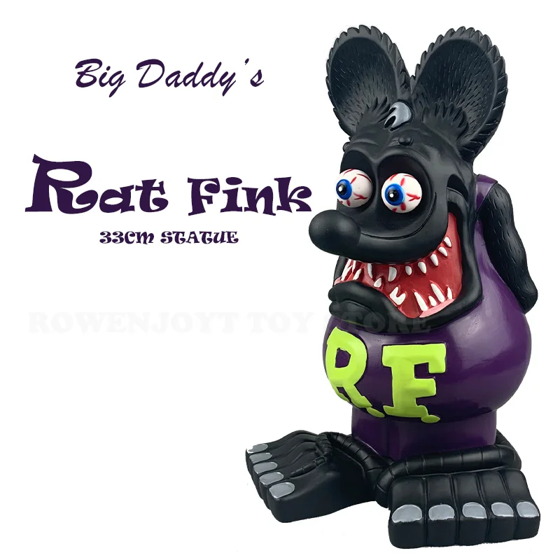 Rat Fink 33cm Purple Black Vinyl Model Doll Ornament Premium Edition RF Crazy Mouse Statue Gift Toy Collection Figure