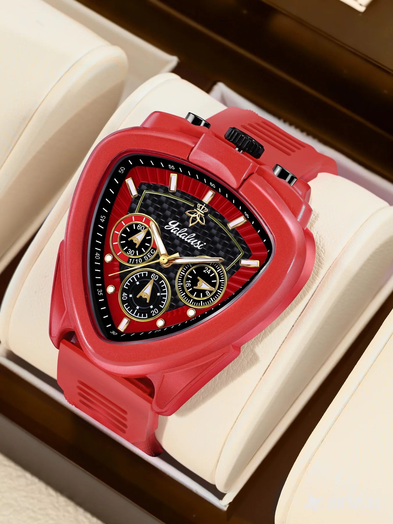 Montre pour homme YaLaLuSi : montre-bracelet à quartz résistante à l'eau avec cadran triangulaire, cadran mécanique, montre cadeau pour garçons