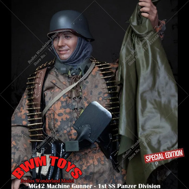 2 Version Facepoolfigure FP007 1/6 Scale WWII Germany MG42 Machine Gunner 12 inches Male Solider Action Figure with Double Heads