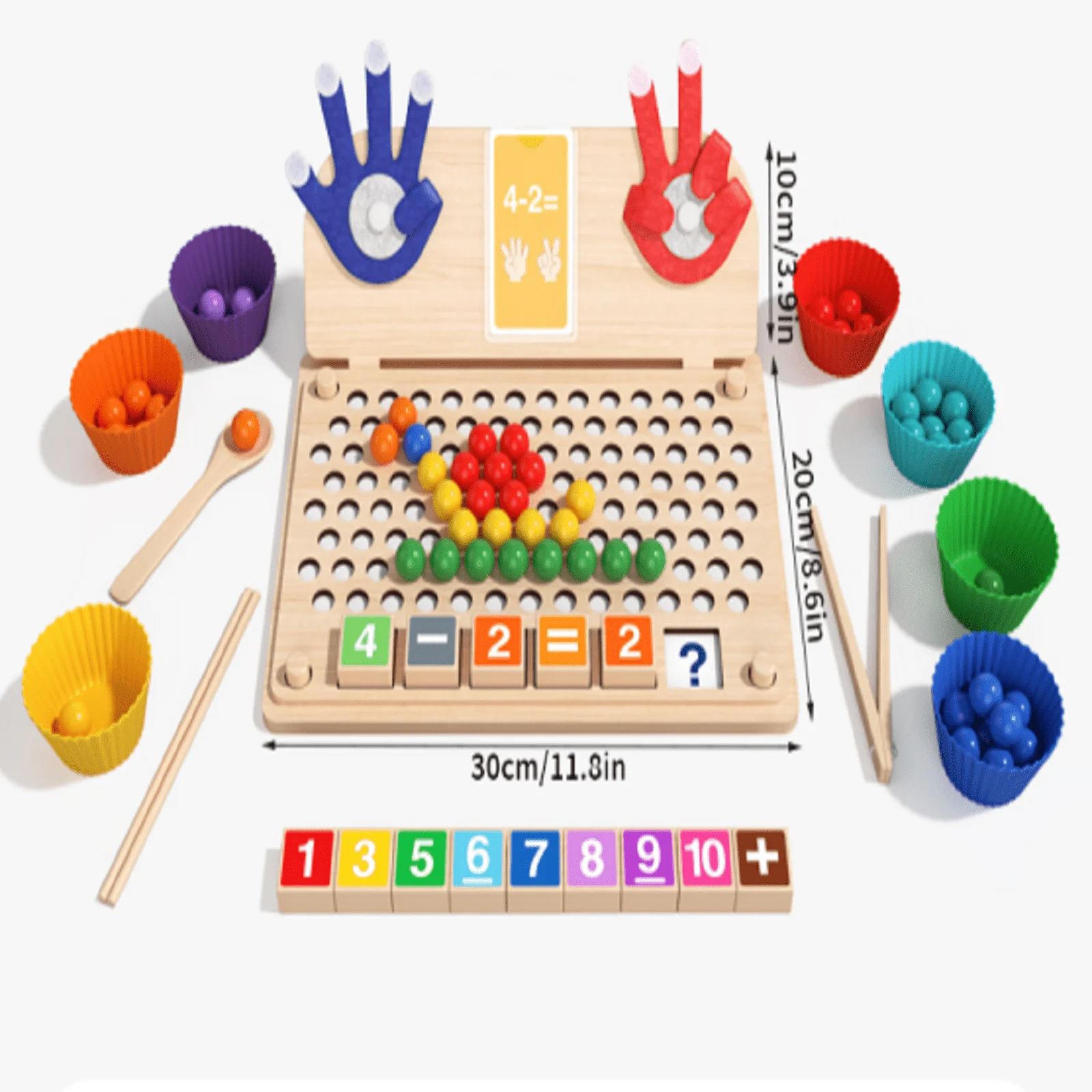 Wooden Math Counting Blocks Kids Addition Subtraction Toy Educational Toys Early Learning Bead Clip Educational Toy