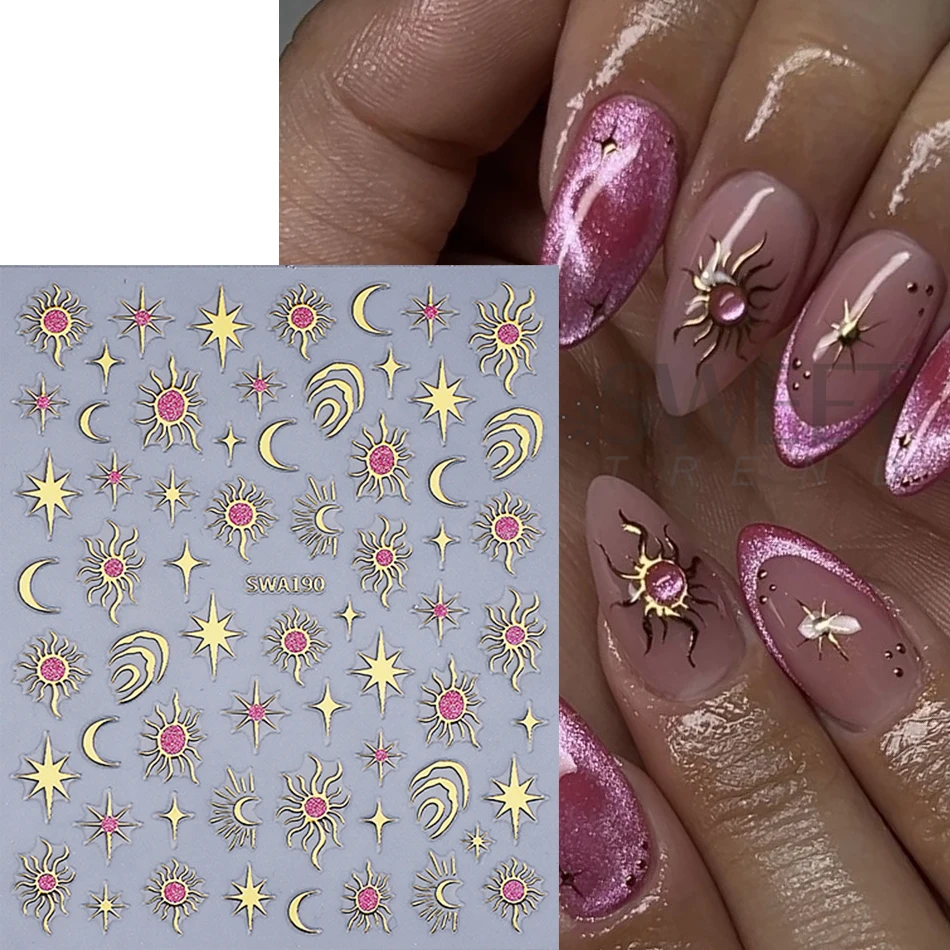 3/5pcs Bronzing Star Sun Moon - огляд і ціна Nail Art Maroon
