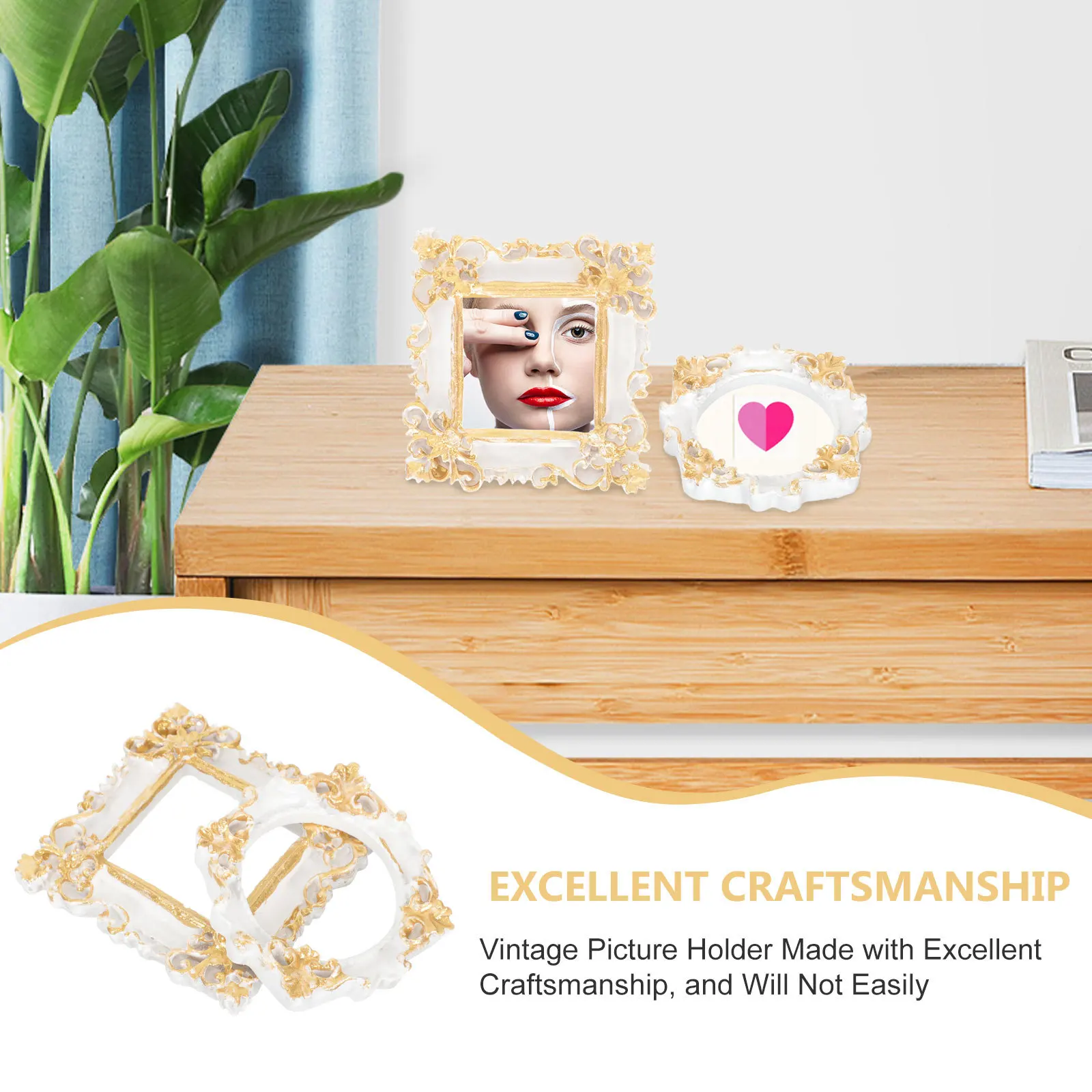 

6Pcs Mini Vintage Resin Picture Frame Style Small Photo Holder for DIY Crafting Home Decor Miniature Picture Frames