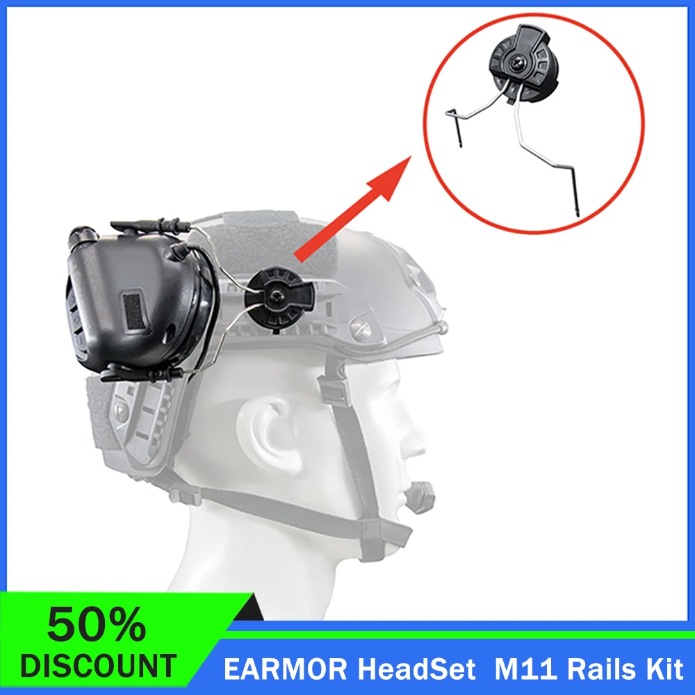 in Stock EARMOR HeadSet  M11 Rails Adapter Attachment Kit Tactical Headphone Adapter for ARC Rail Adapter Helmet Accessories