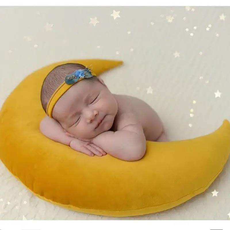 Baby Hat Posing Beans Moon Pillow Stars Set Newborn Photography Props Infants Photo Shooting Accessories