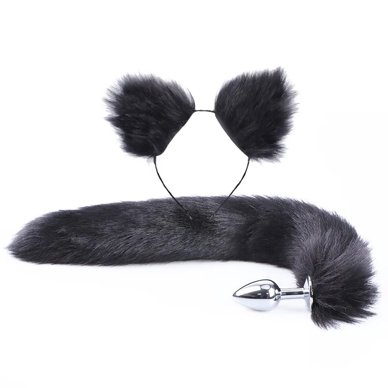 Metal Plush Rabbit Fox Tail Anal Plug Prostate Massager Butt Plug Cat Ears BDSM Anus Stimulate Adult Sex Erotic Accessories