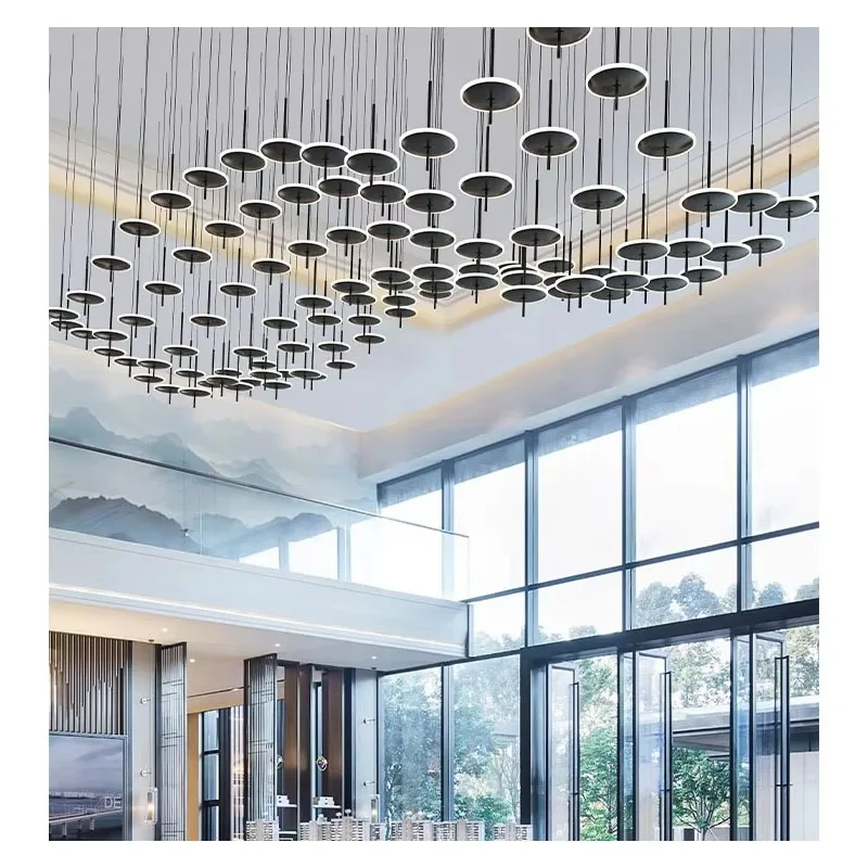 custom-hotel-black-large-led-long-staircase-chandeliers-custom-lighting-modern-fashion-art-flying-saucer-decorative-chandelier