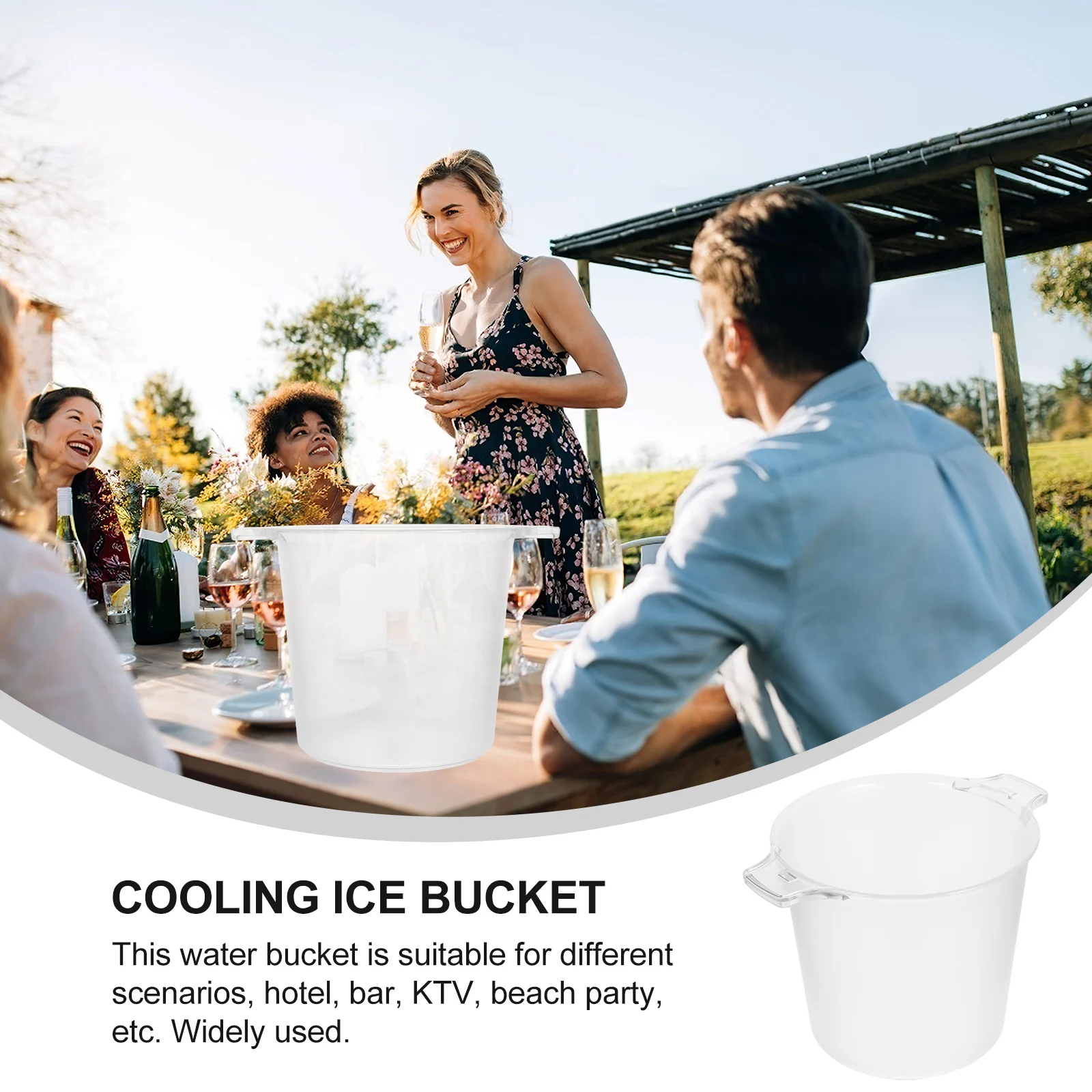 

1pc Frosted Ice Cooler Storage Containers Plastic Compact Compact Ice Container Bin Handle Beer Party Ktv Household