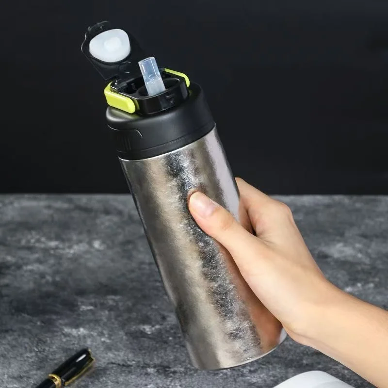 TItanium Thermos Sport Water Bottle With Straw Double Wall Vaccum Thermal Cup Coffee Tea Bottle Keep Hot And Cold For Buisness