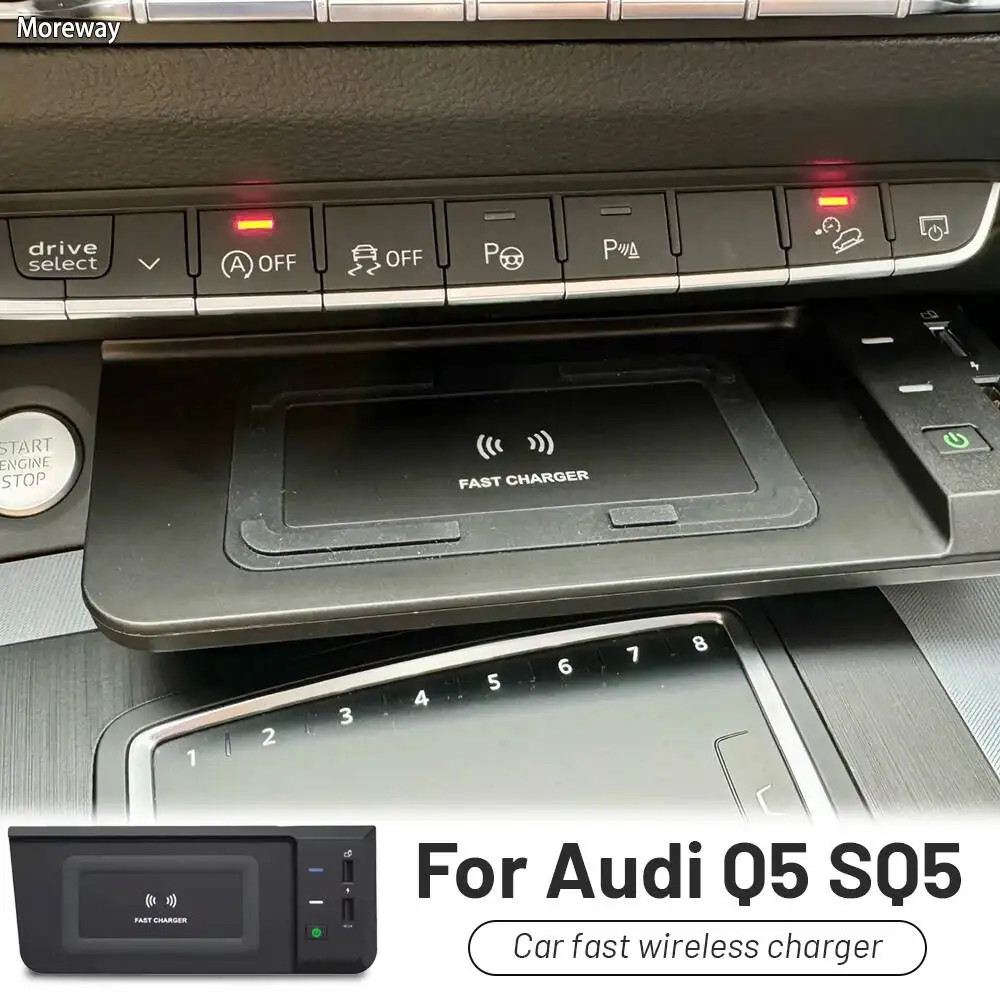 

Беспроводное зарядное устройство Moreway Plug and Play для Audi Q5 SQ5 2018-2020, держатель для телефона, зарядная панель USB, зарядка для мобильных устройств, аксессуар для салона автомобиля.