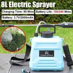 8L Garden Agricultural Electric Sprayer With Spray Gun And Spray Nozzles Type-C Charging Automatic Garden Plant Irrigation Tools