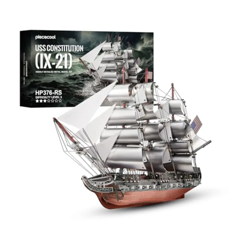 

3D Metal Puzzles, Sailing Boat Models for Adults Sailing Frigate Warship Sailboat Ship Model Building Kits Hobby Crafts for Adu
