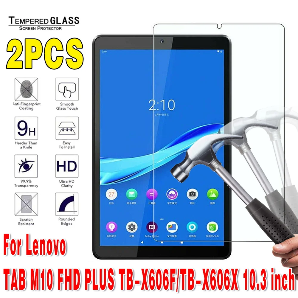 2 pçs vidro temperado tablet protetor de tela para lenovo tab m10 fhd plus TB-X606F/TB-X606X 10.3 free livre hd película protetora clara