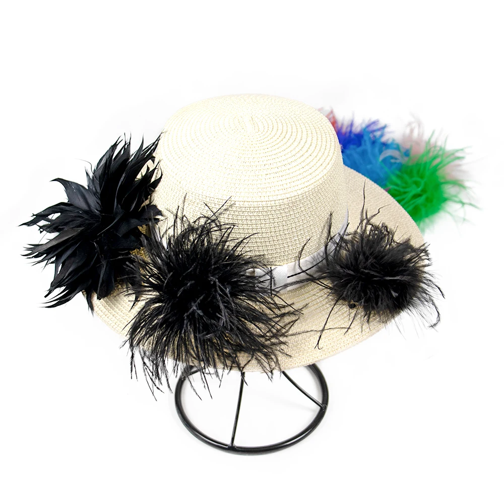 Colorful Ostrich Marabou Flower Brooch Pin for Girls Women Jewelry Hair Accessories Real Ostrich Marabou Feather Flower Brooch