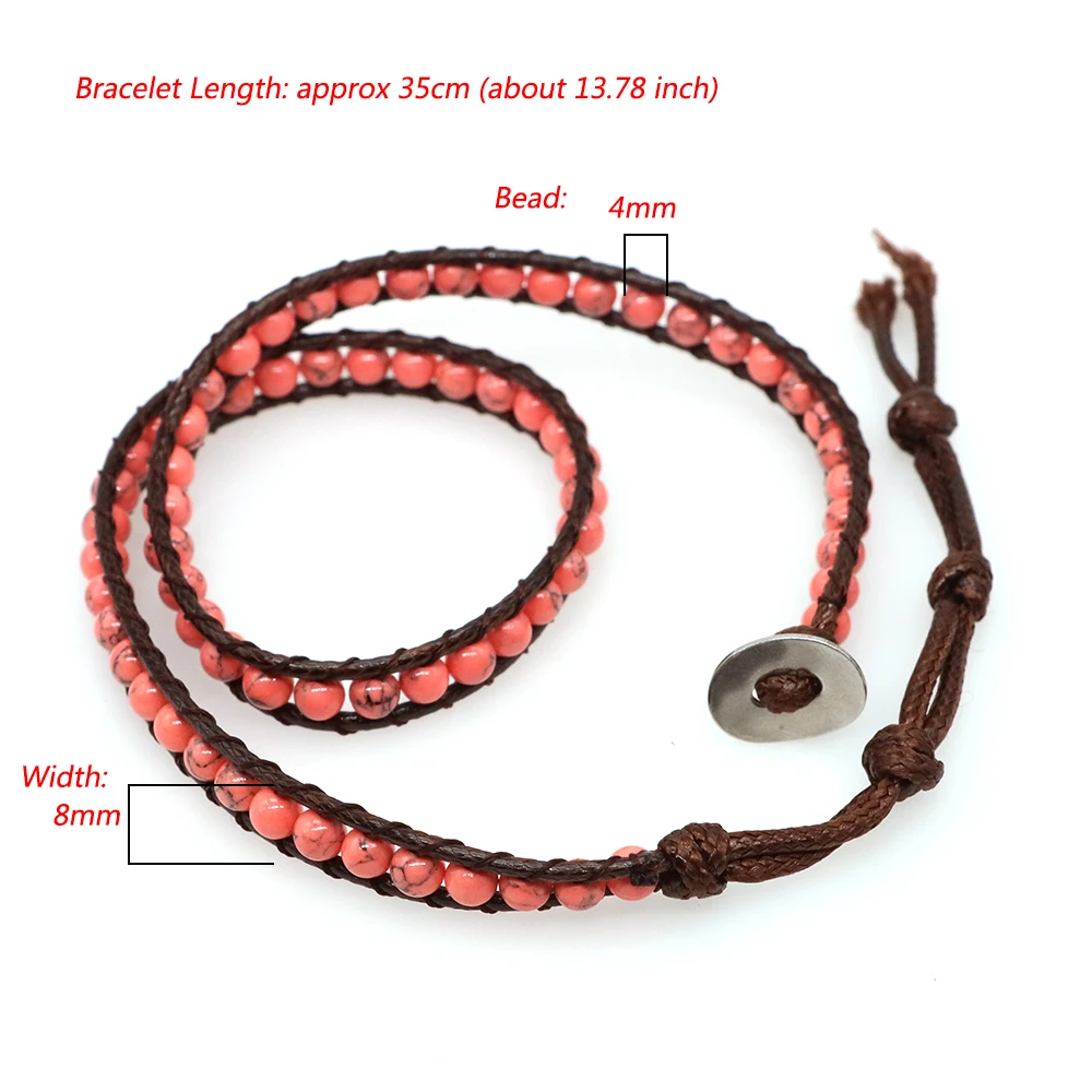 Bohemian Bracelets Handmade Braided 4MM Multilayer Wrap 2 Strands Multilayer Wrap Healing Crystal Chakra Bracelet Luxury Jewelry