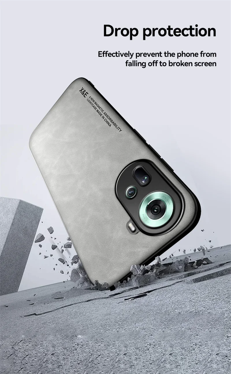 Reno11F 5G Case Built in Metal Plate Magnetic Car Holder Leather Phone Cases For OPPO Reno11 F Reno 11F 11 F 5G Back Soft Cover