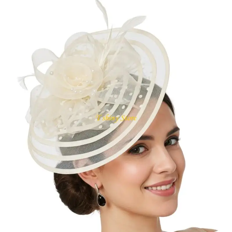 N58F 1920s Flapper Women Fascinator Hat with Hair Clip For Cocktails Party Gathering