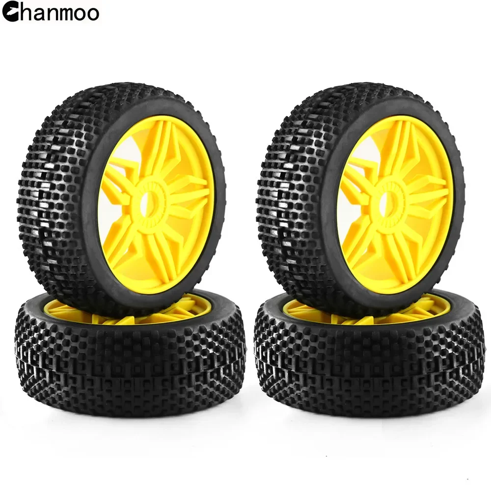 Chanmoo 4Pcs Upgrade Wheels Off Road Tyre Wheel Tire With 17mm Hex for 1/8 RC Car Buggy Kyosho MP10 4WD HSP Aton HONGNOR