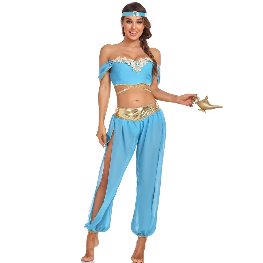 Costume di scena per adulti principessa Jasmine cosplay di Halloween