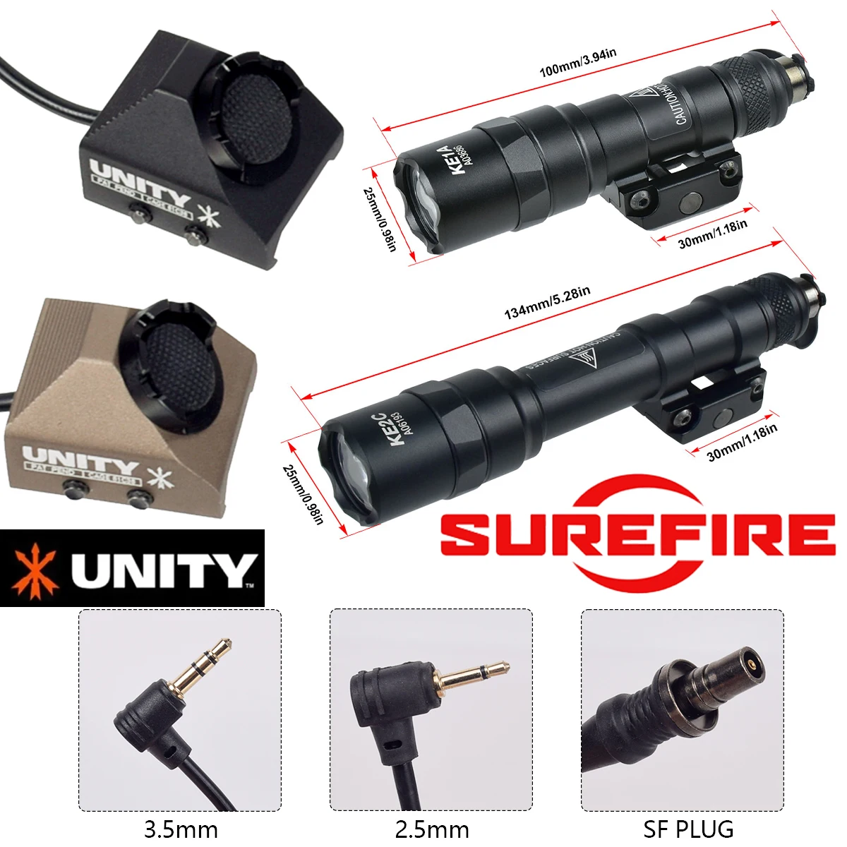 Lampe torche Surefire M300B M300C M600B M600C avec rail de 20 mm et interrupteur à distance à pression SF UNITY, lampe de poche Surefire Scout