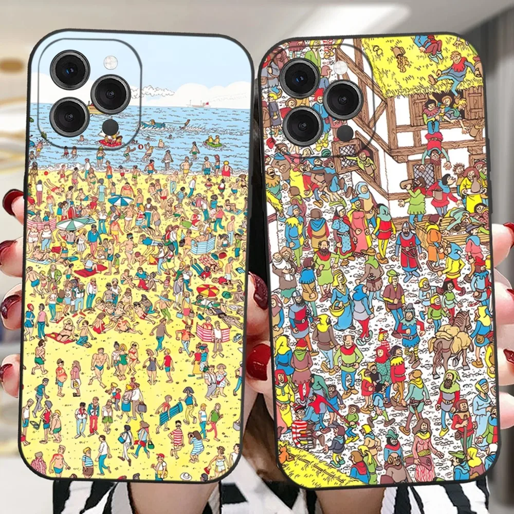 Game Wheres W-WallyS Waldo Book Phone Case For iPhone 16,15,14,13,12,11 Plus,Pro,Max,XR,XS,X,7,8 Plus,SE,Mini Silicone Soft