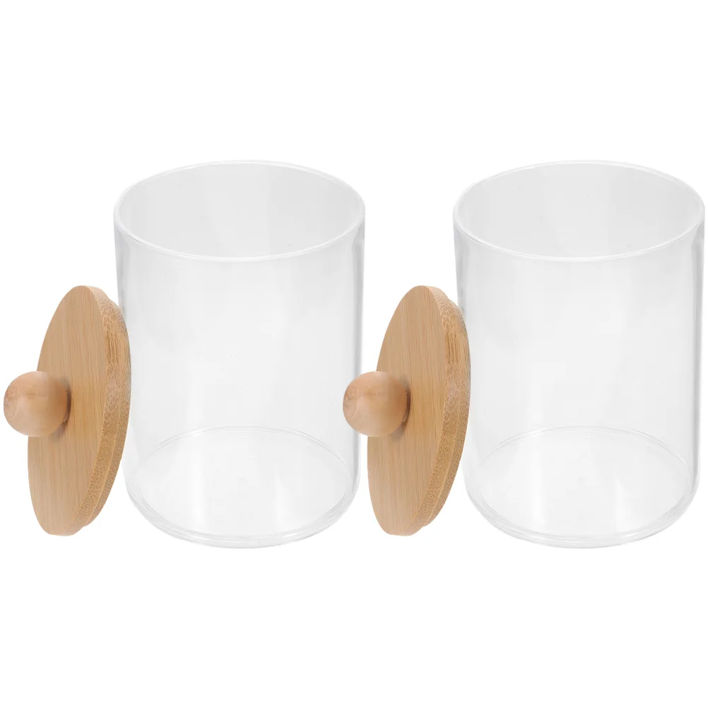 

2Pcs Cotton Storage Boxes Round Containers Premium Material Durable Design Suitable Makeup Eggs Pads Swabs Brushes