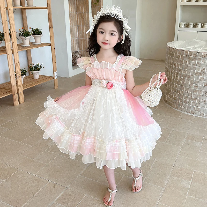 Summer Children's Lolita Dress 2025 Girls' Festival Princess Dress Short Sleeve New Baby Performance skirt