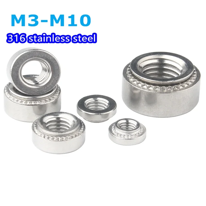 Self Clinching Nuts CLS-M3 M4 M5 M6 M8 M10-0,1,2 Swage Nut 316Stainless Steel Pressure Riveting Nut Press Nut Plug Nuts