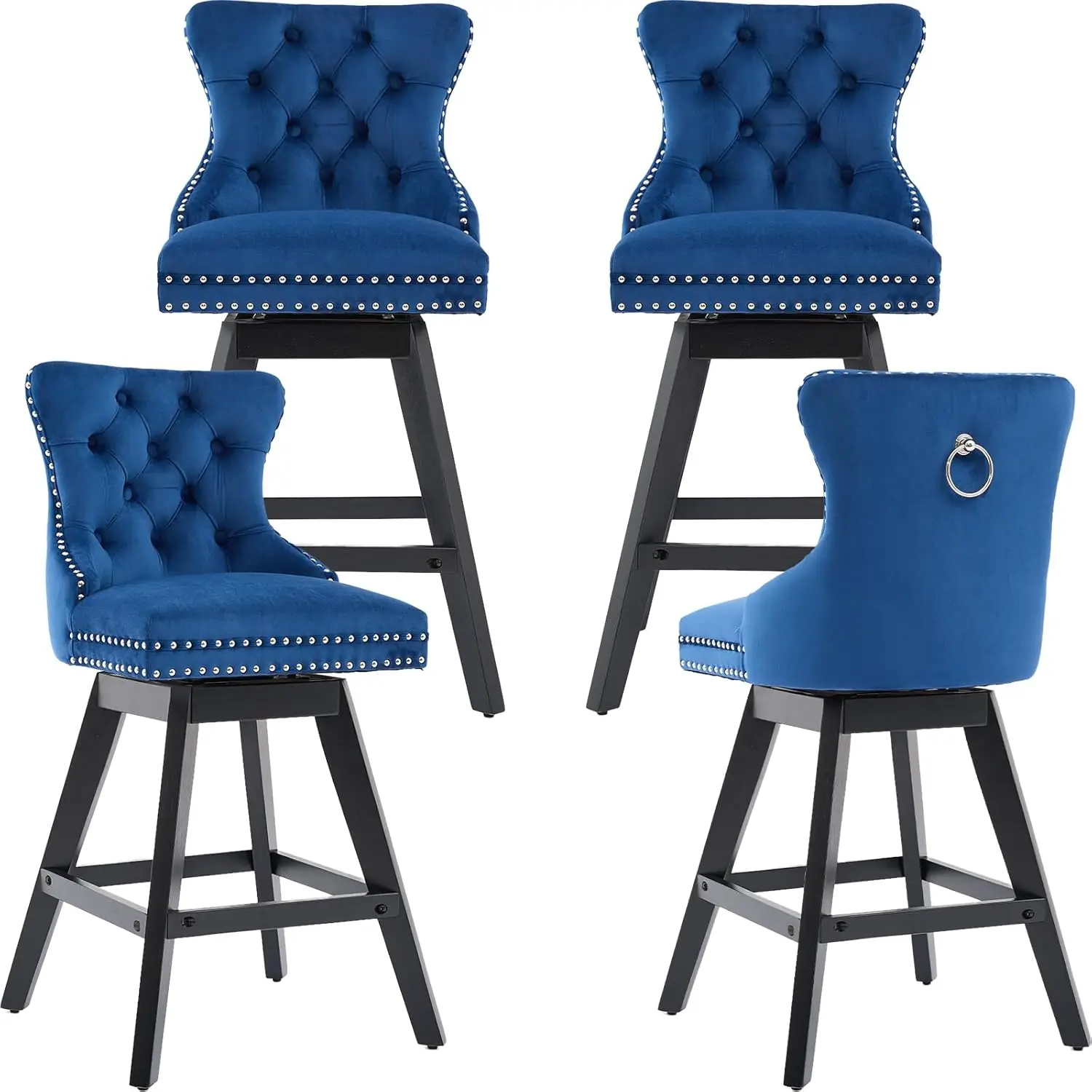 

Swivel Counter Height Bar Stools Set Of 4, Modern Bar Stools For Kitchen Island, Blue Barstools With Backs, Sillas, Customized