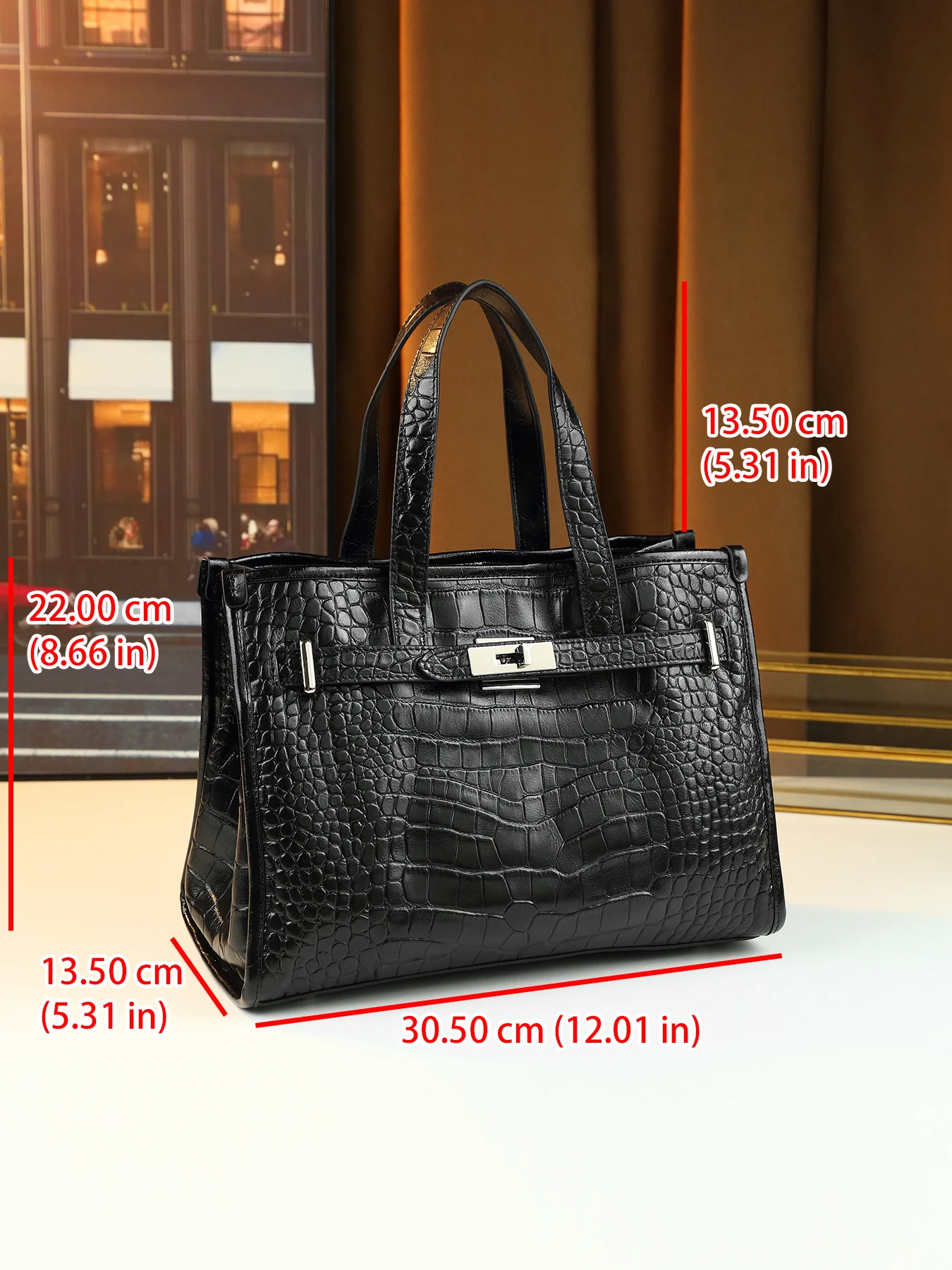 Fashion new crocodile pattern leather versatile portable tote bag lock design women's going shoulder messenger bag