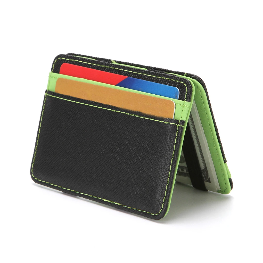 PU Leather Mini Purse Camping Hiking Wallet Business Money Clip Credit Debit Cards Paper Cash Holder Case Billfold