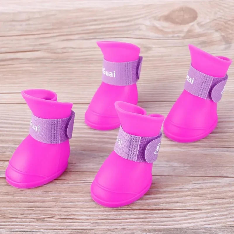 4PCS Dogs Boots for Small Dogs  Summer Pet Dog Shoes Waterproof Pet Rain Shoes for Dog Puppy Rubber Boots Durable Shoes Boots