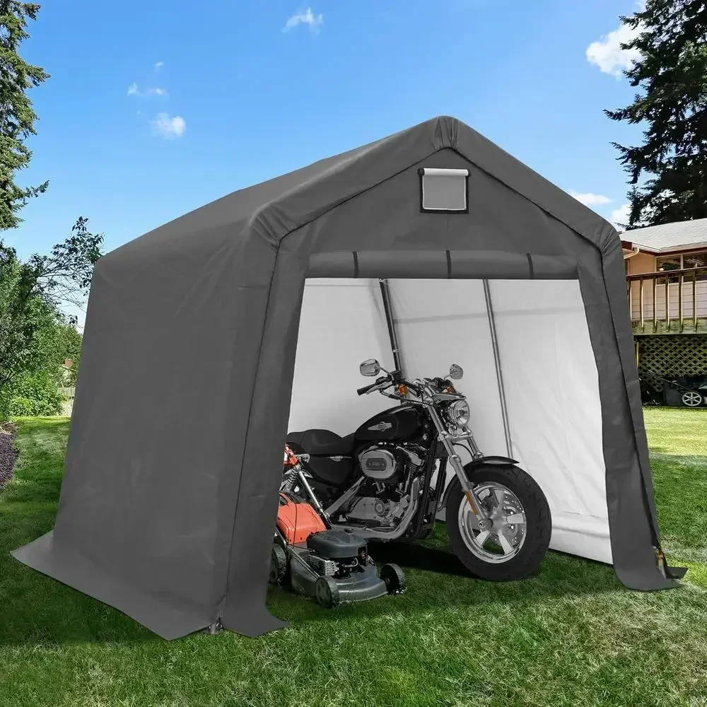 10x10 Outdoor Storage Shed - Heavy Duty Portable Garage for Vehicles, Motorcycles, and Generators with Roll-up Door