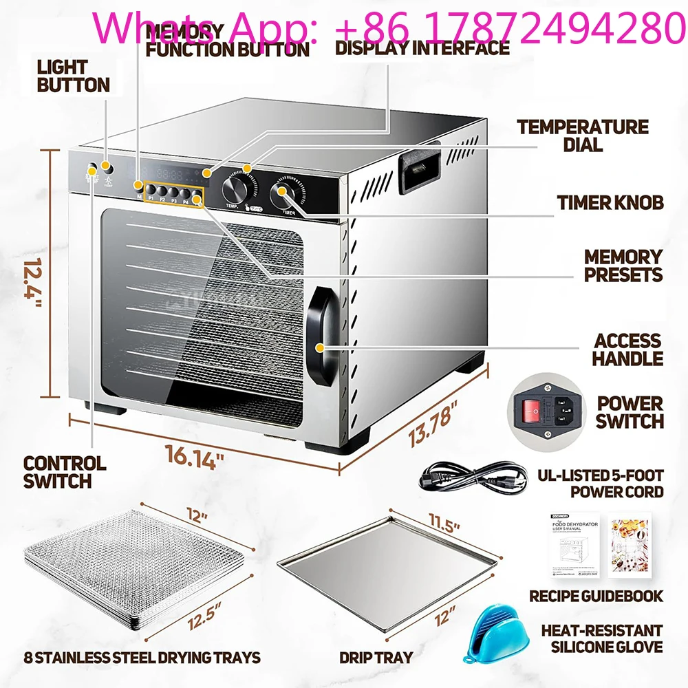 8-Layer Dried Fruit Machin Double Layer Insulation Fruit Vegetable Drying Dörrautomat Dehydrator