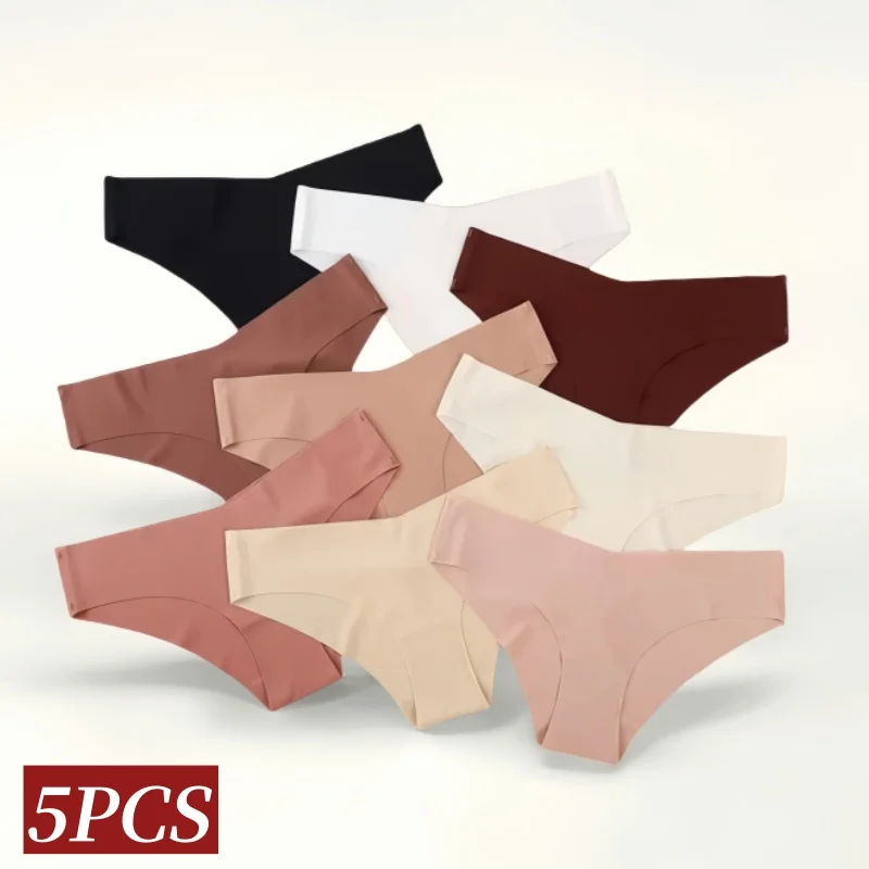 

5Pcs/Set Women Panties Seamless Briefs Thin Female Vneck Underpants Summer Soft Panties Sexy Lingerie Underwear Underwear