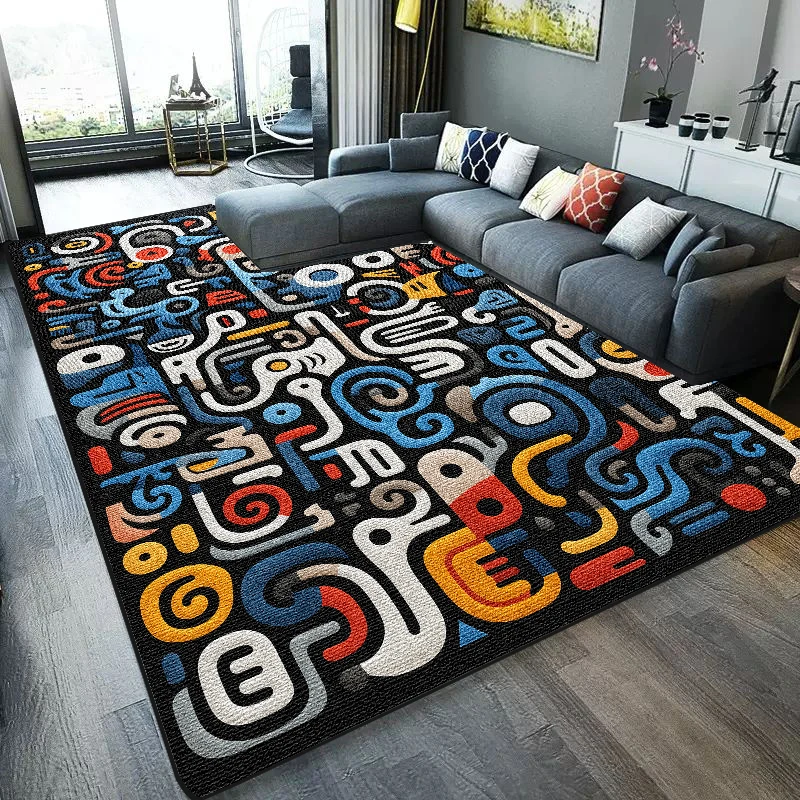 

Geometric Abstract Living Room Carpets Modern Light Luxury Rugs for Bedroom Sofa Table Beside Decor Floor Mat Lounge Rug tapete