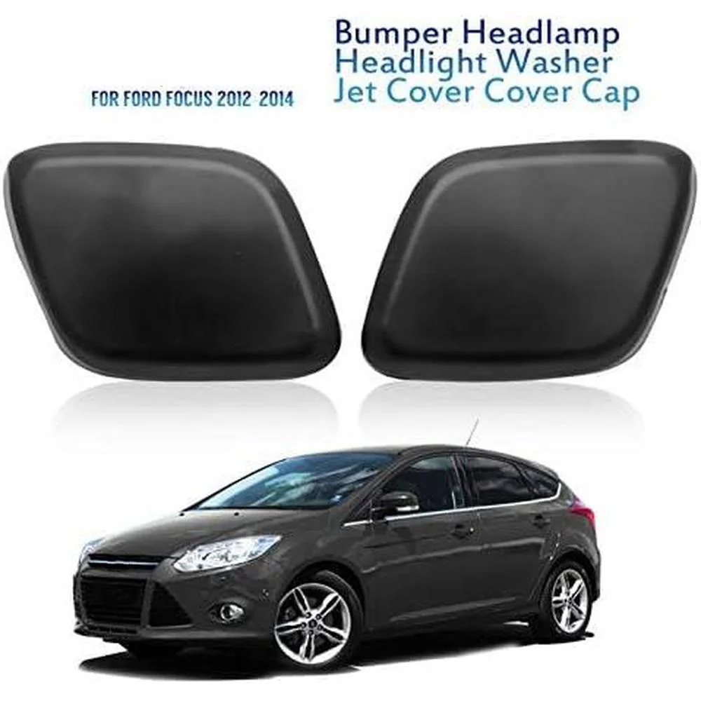 

For Ford Focus 2012-2014 Left/Right Side Front Bumper Headlight Washer Nozzle Cover Cap Black Plastic